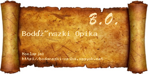 Bodánszki Opika névjegykártya